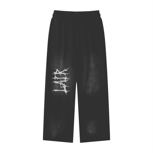 Effortless Athleisure pure cotton handcrafted monkey wash loose fit sweatpants, unisex, street style.
